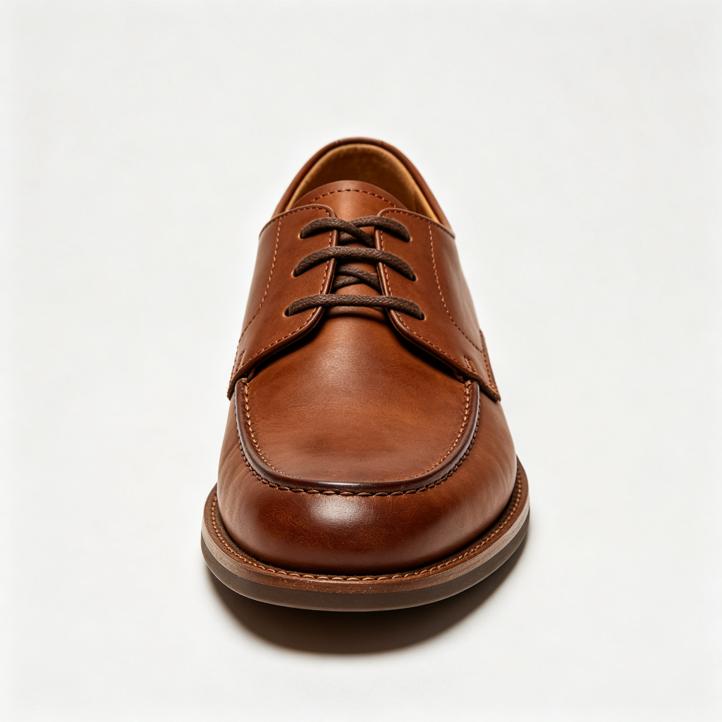 Brown Leather Casual Derby Shoes - Image 2