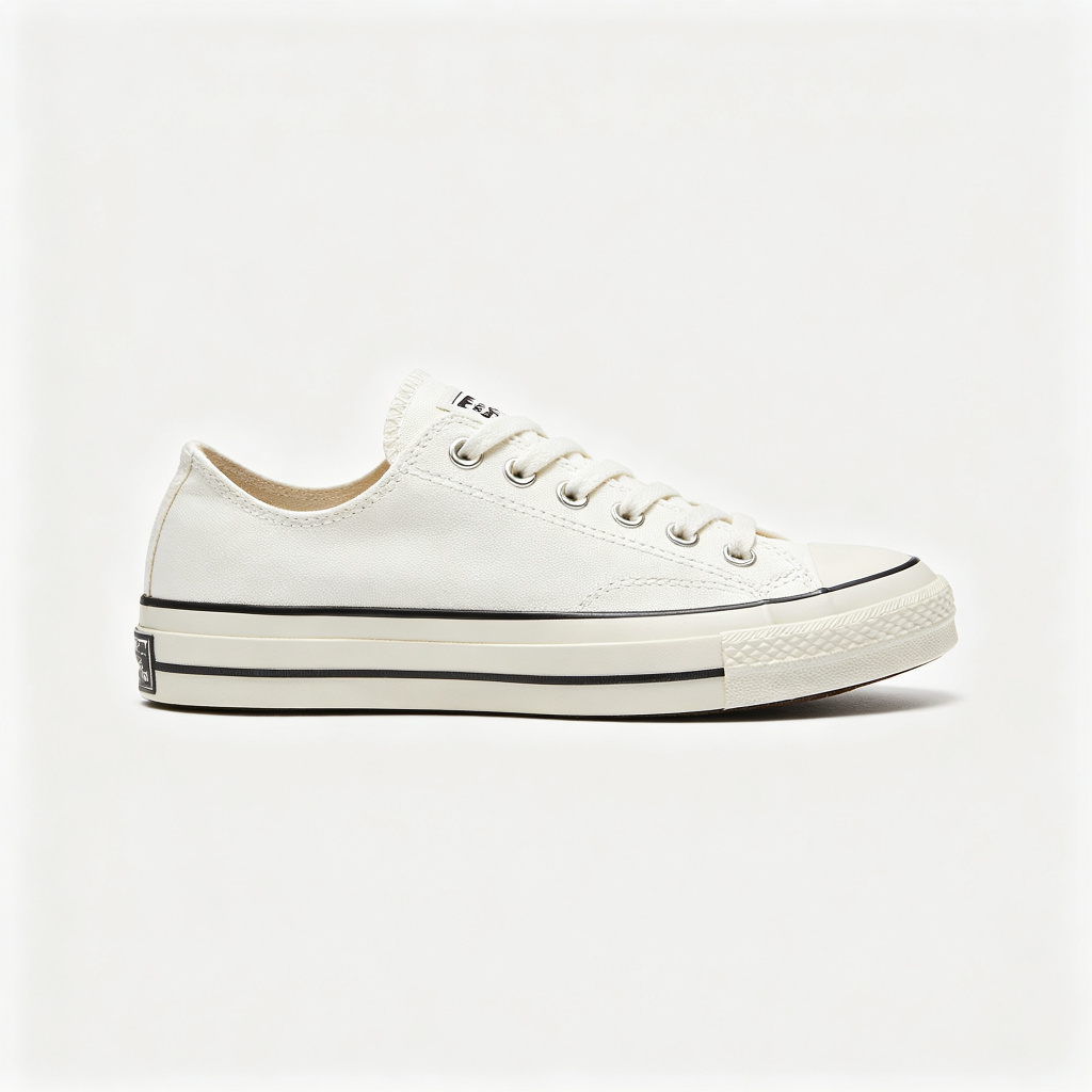 White Low Top Canvas Sneakers - Image 2