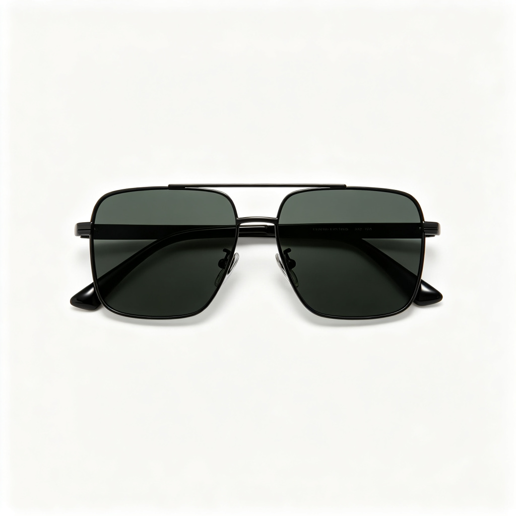 Black Metal Square Frame UV400 Sunglasses - Image 2