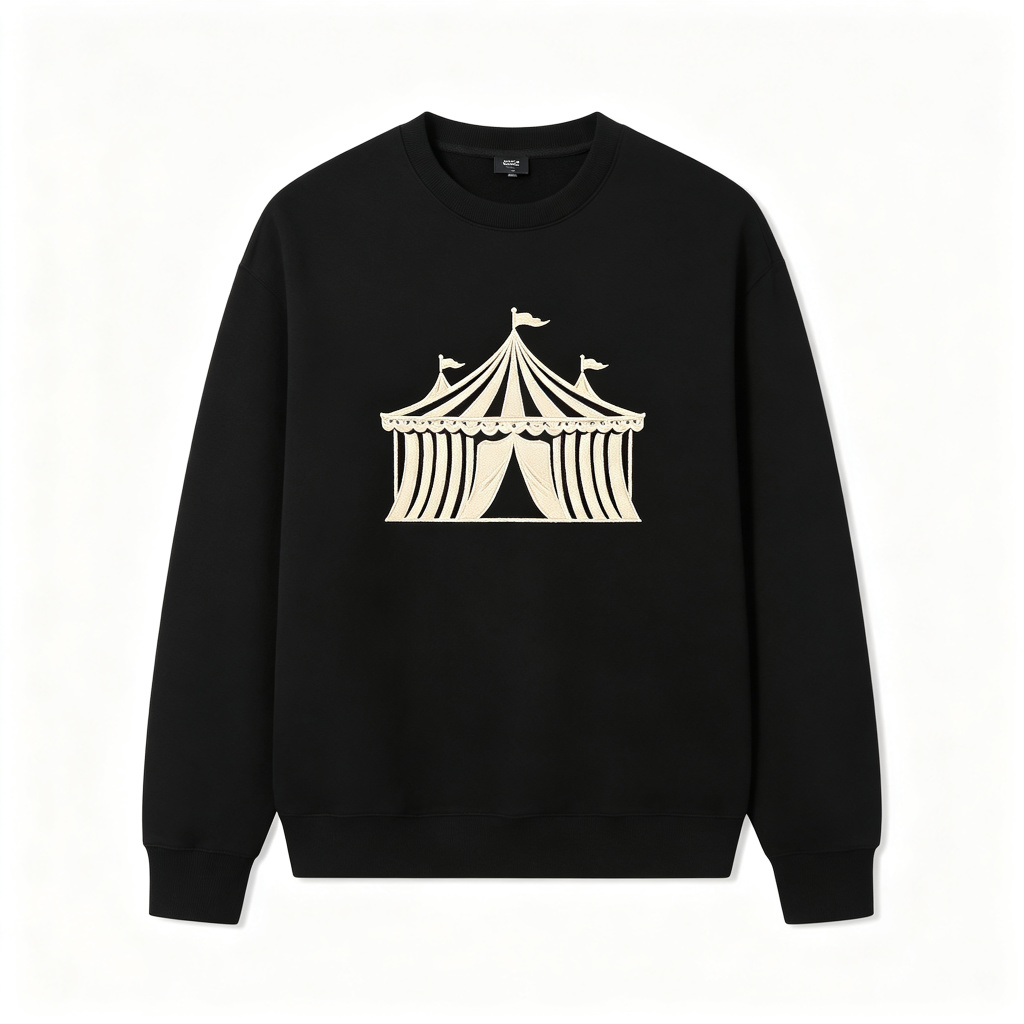 Black Circus Tent Graphic Print Crew Neck Sweatshirt - Image 2