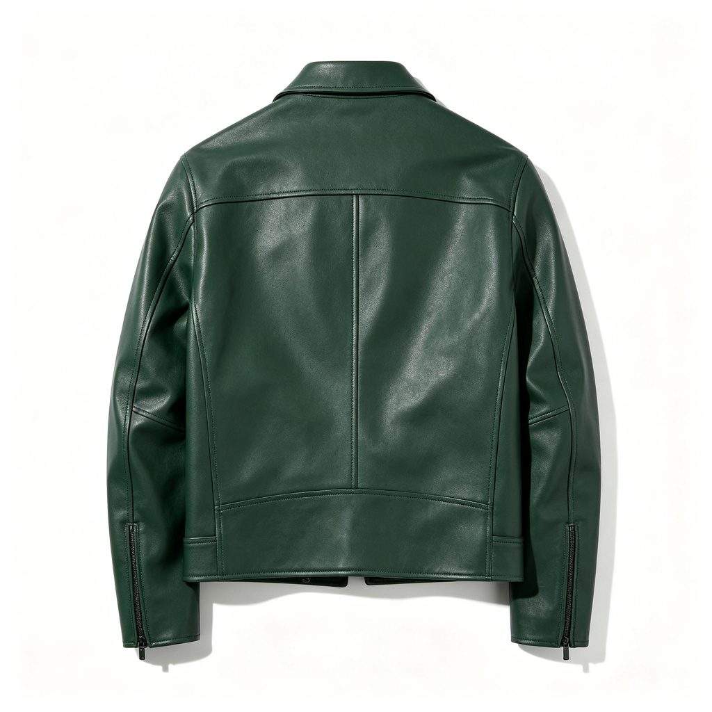 Dark Green Leather Jacket - Image 3