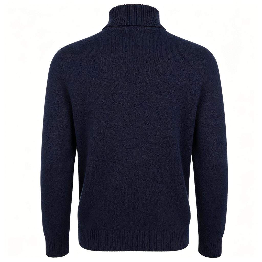 Navy Turtleneck Knitted Sweater - Image 3