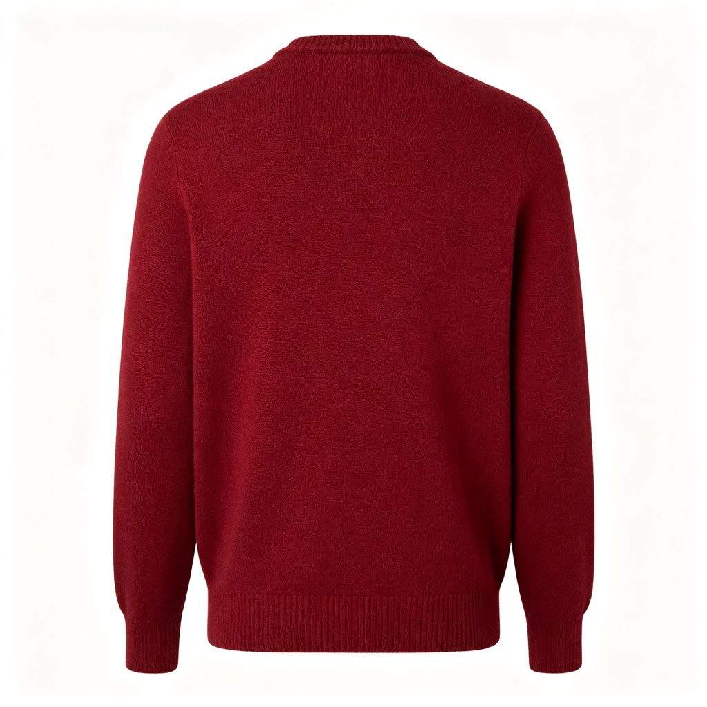 Burgundy Crew Neck Knitted Sweater - Image 3