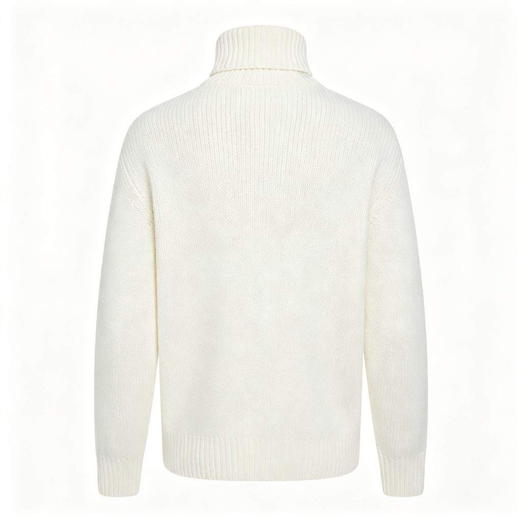 White Turtleneck Knitted Sweater - Image 3
