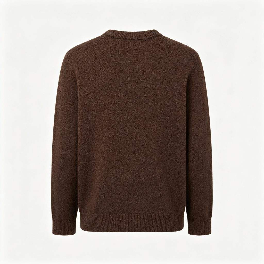 Dark Brown Crew Neck Knitted Sweater - Image 3