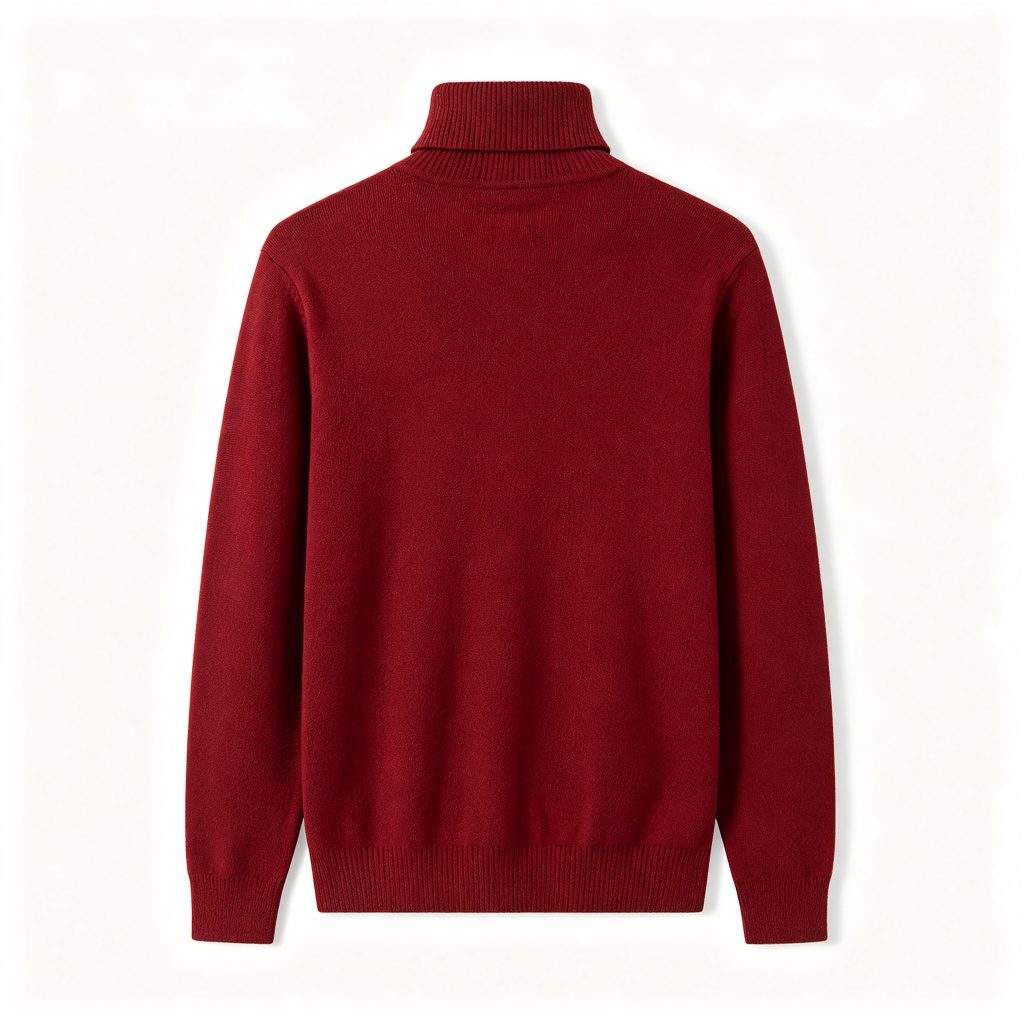 Burgundy Turtleneck Knitted Sweater - Image 3