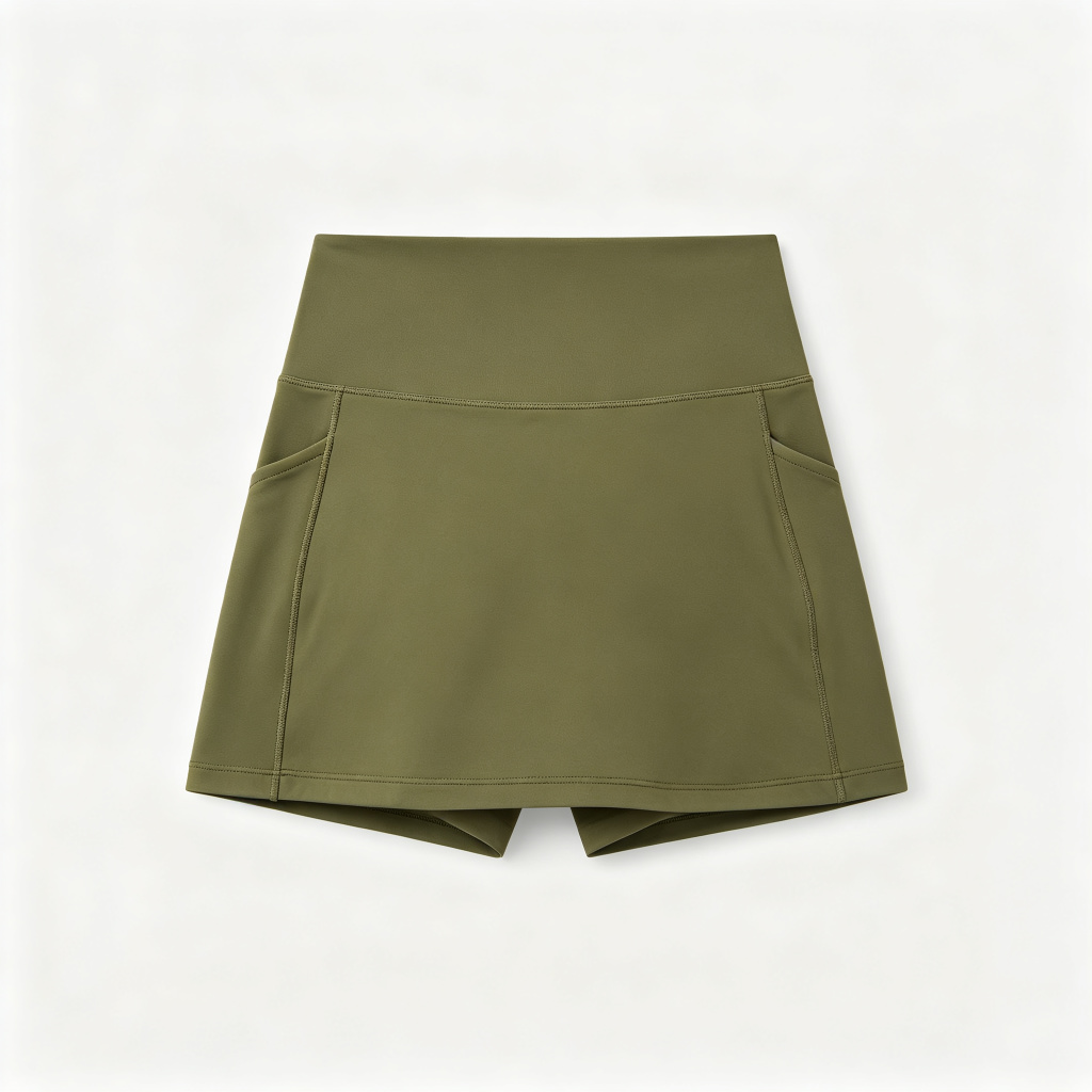 Olive Green High Waist Athletic Skort - Image 3