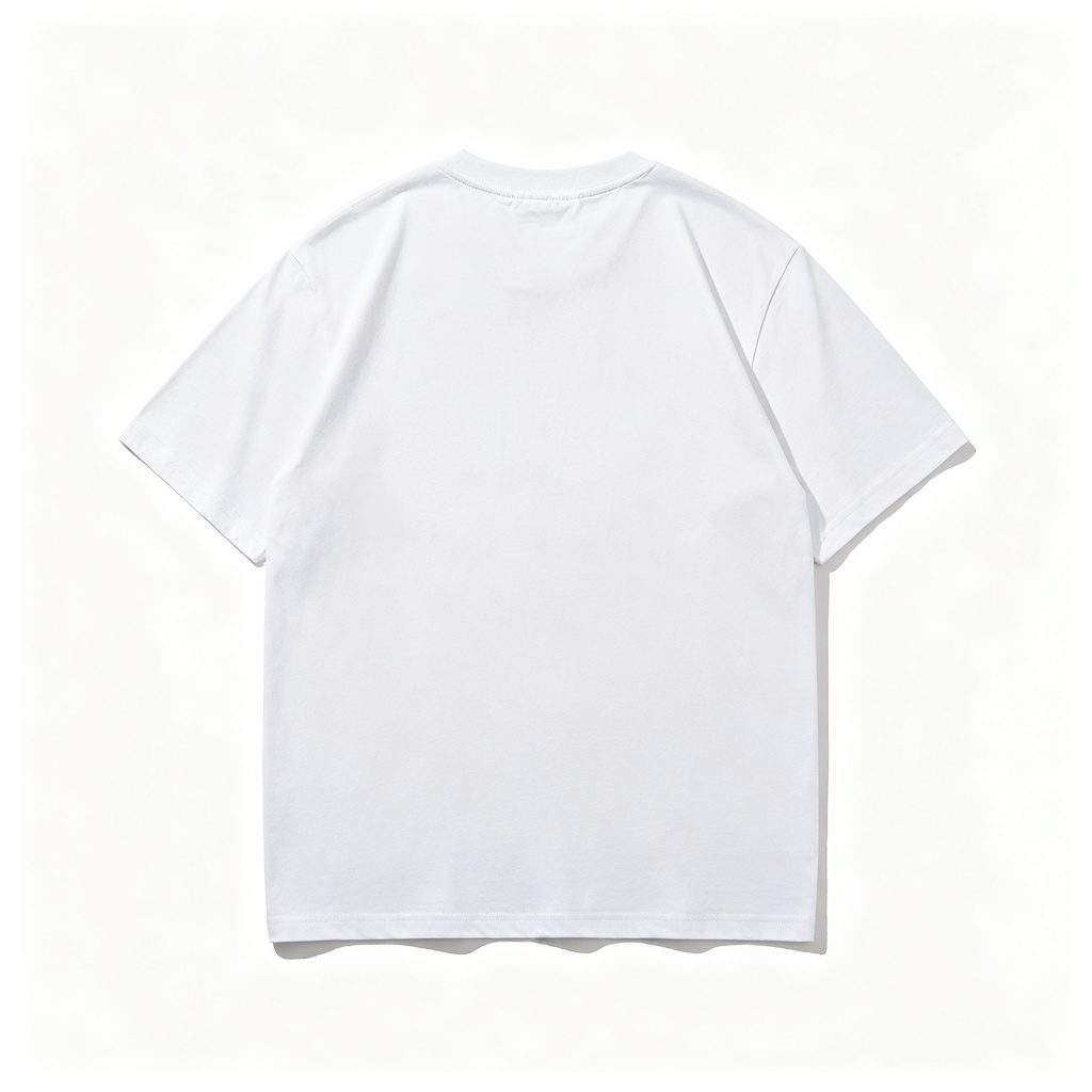 White Cotton Crew Neck Short-Sleeve T-Shirt - Image 3