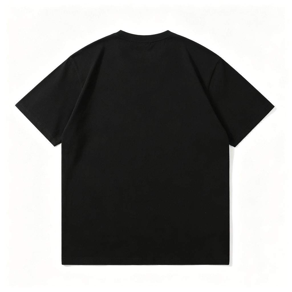 Black Cotton Crew Neck Short-Sleeve T-Shirt - Image 3