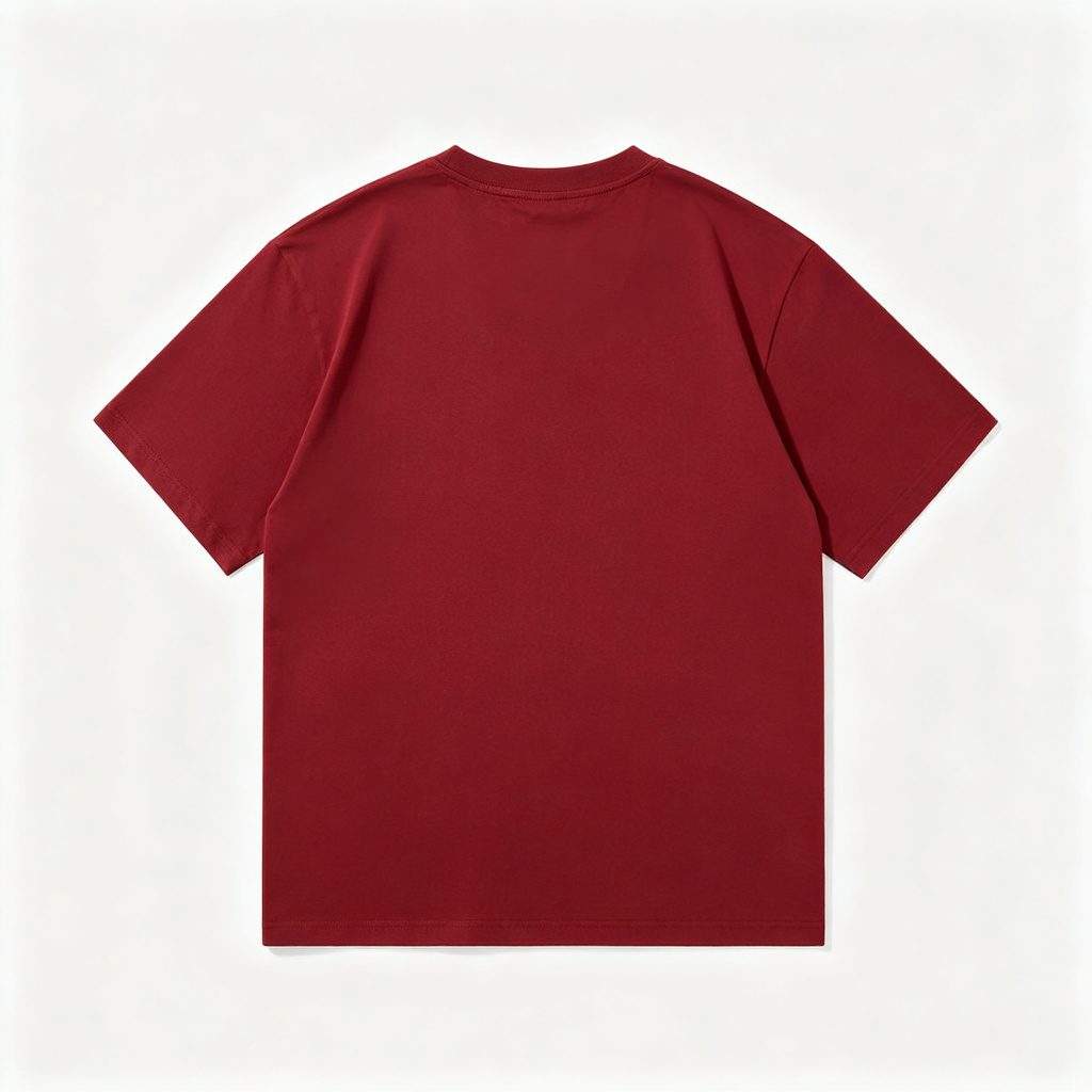 Burgundy Cotton Crew Neck Short-Sleeve T-Shirt - Image 3