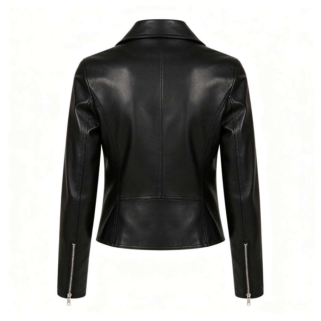 Black Leather Biker Jacket - Image 3