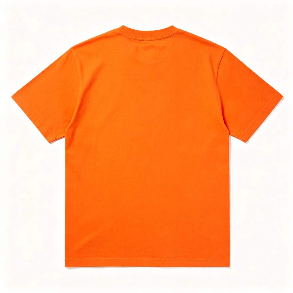 Orange Cotton Crew Neck Short-Sleeve T-Shirt - Image 3