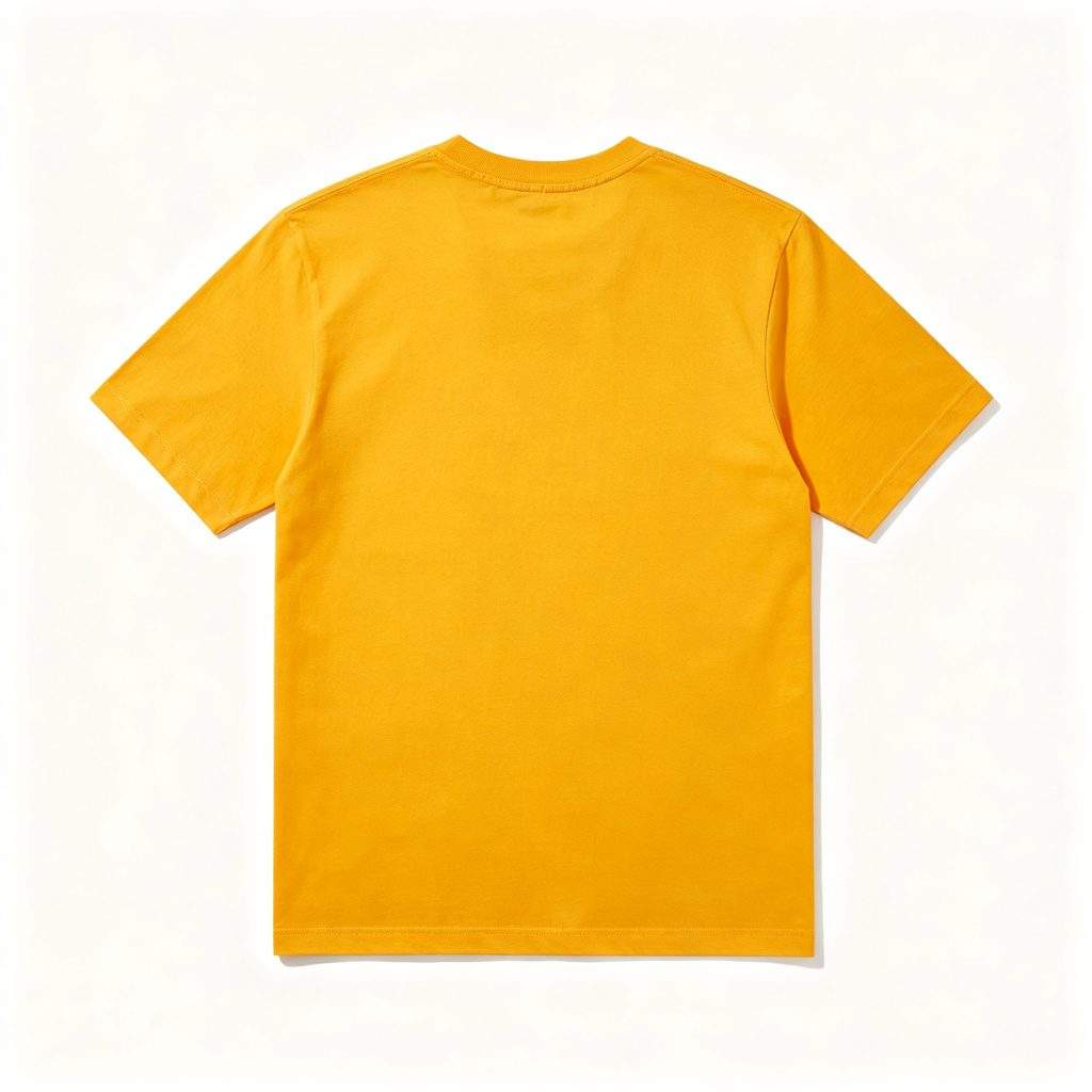 Yellow Cotton Crew Neck Short-Sleeve T-Shirt - Image 3