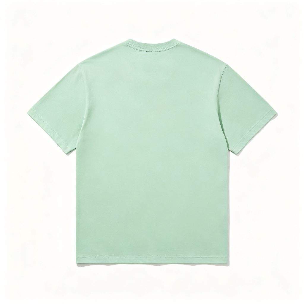 Mint Green Cotton Crew Neck Short-Sleeve T-Shirt - Image 3