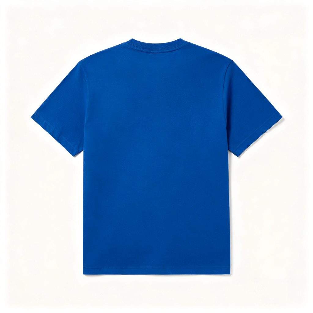 Royal Blue Cotton Crew Neck Short-Sleeve T-Shirt - Image 3