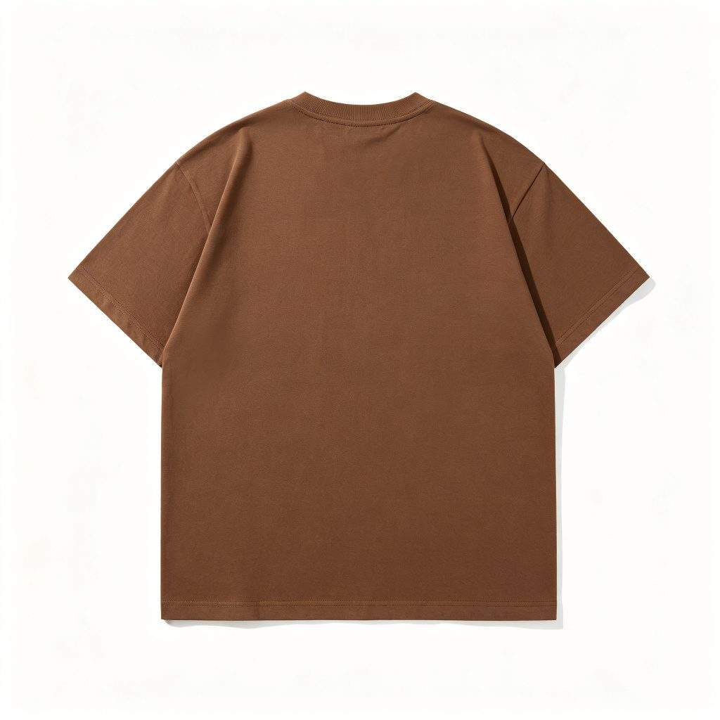 Coffee Brown Cotton Crew Neck Short-Sleeve T-Shirt - Image 3