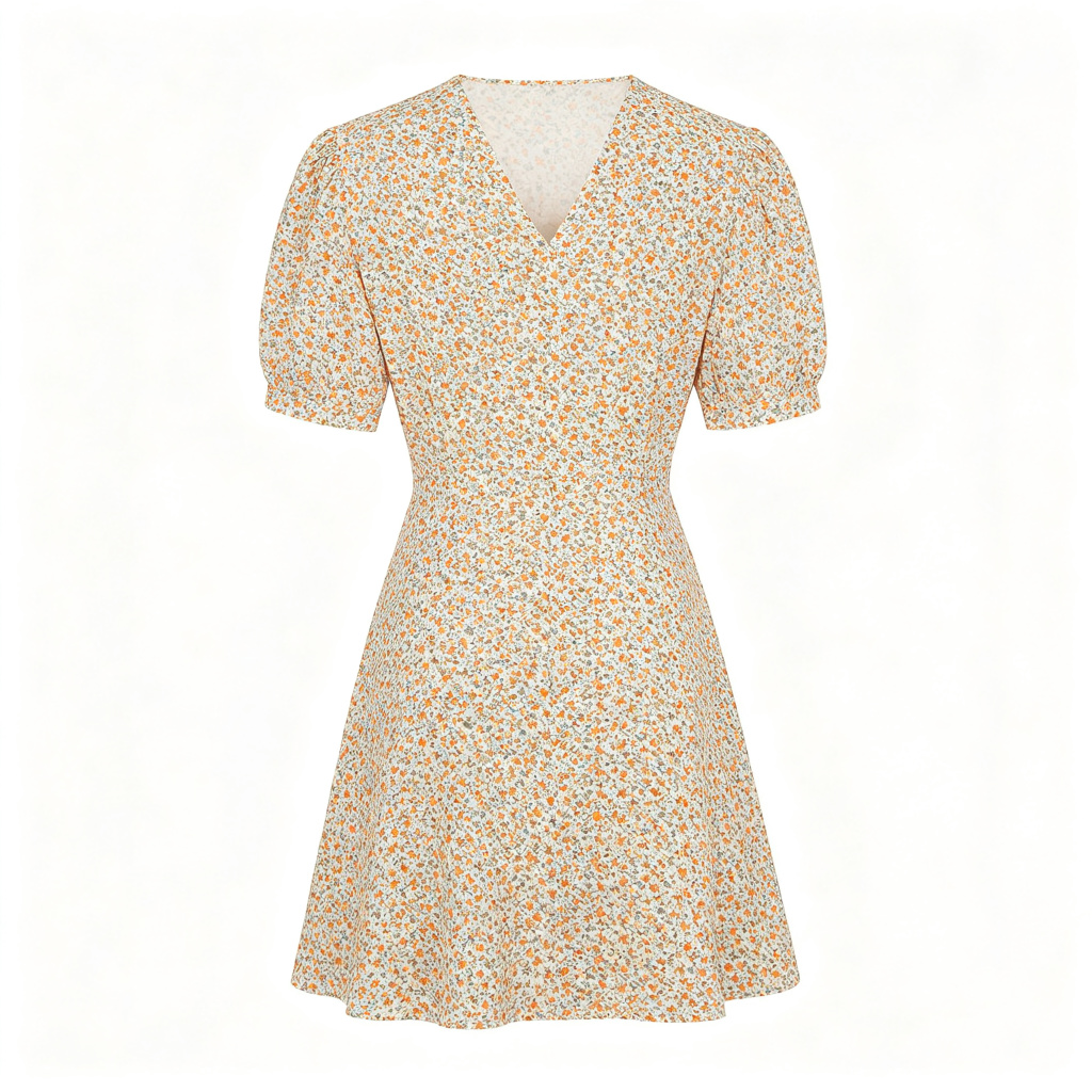 Floral Print V-Neck Mini Dress - Image 3