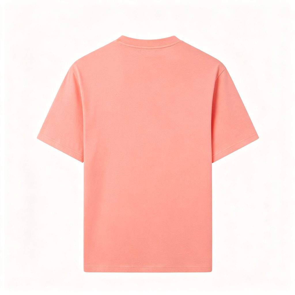 Coral Pink Crew Neck Short-Sleeve T-Shirt - Image 3