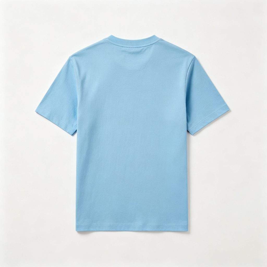 Sky Blue Crew Neck Short-Sleeve T-Shirt - Image 3