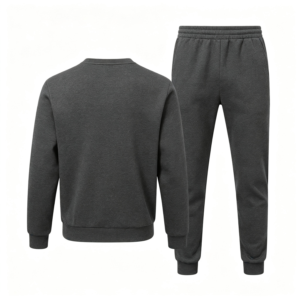 Dark Grey Crew Neck Sweatshirt & Sweatpants Set - Image 3