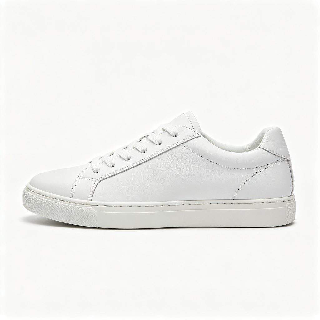 White Genuine Leather White Sneakers - Image 3