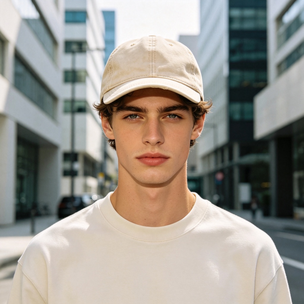 Beige Washed Distressed Baseball Cap - Image 3