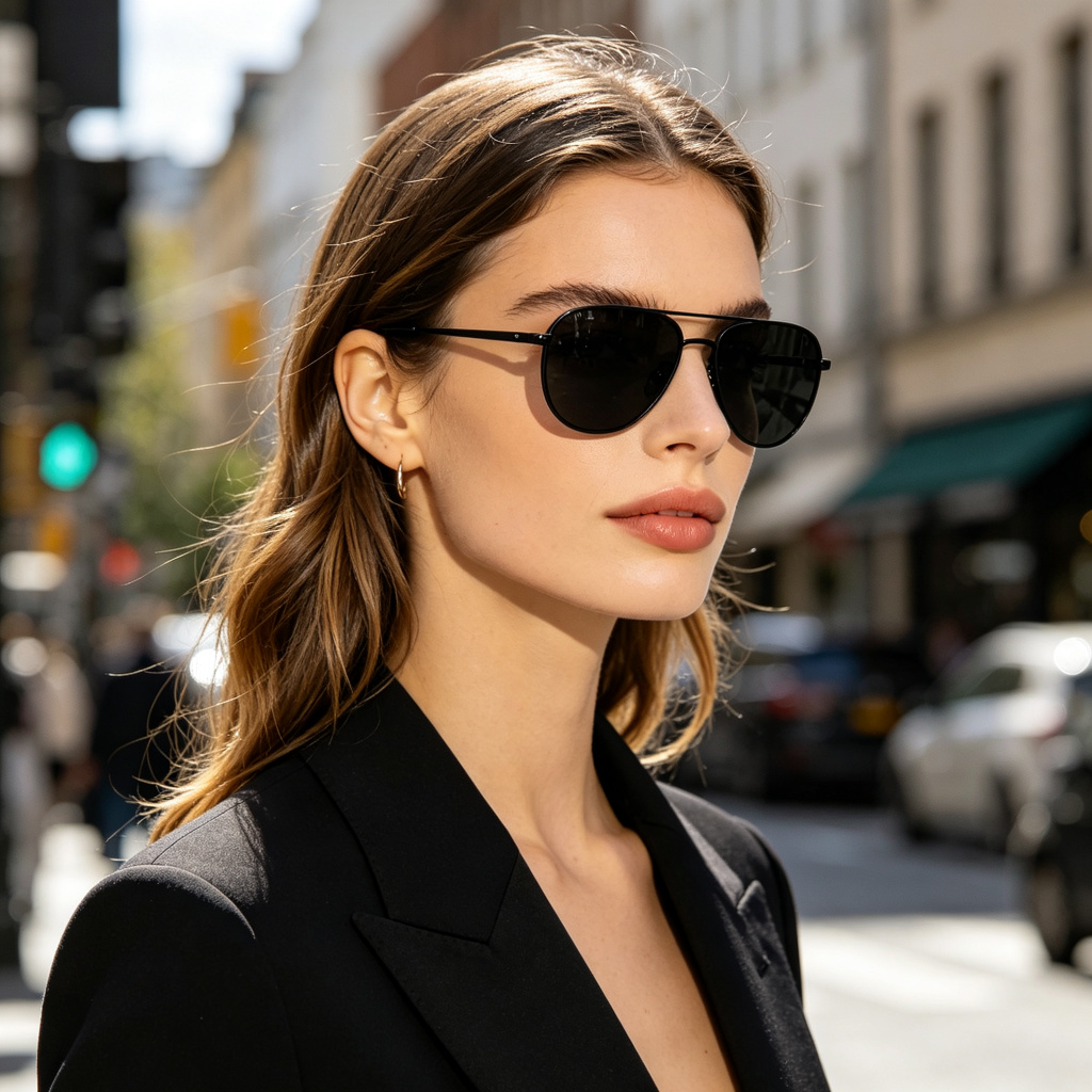 Black Classic Aviator Sunglasses - Image 3