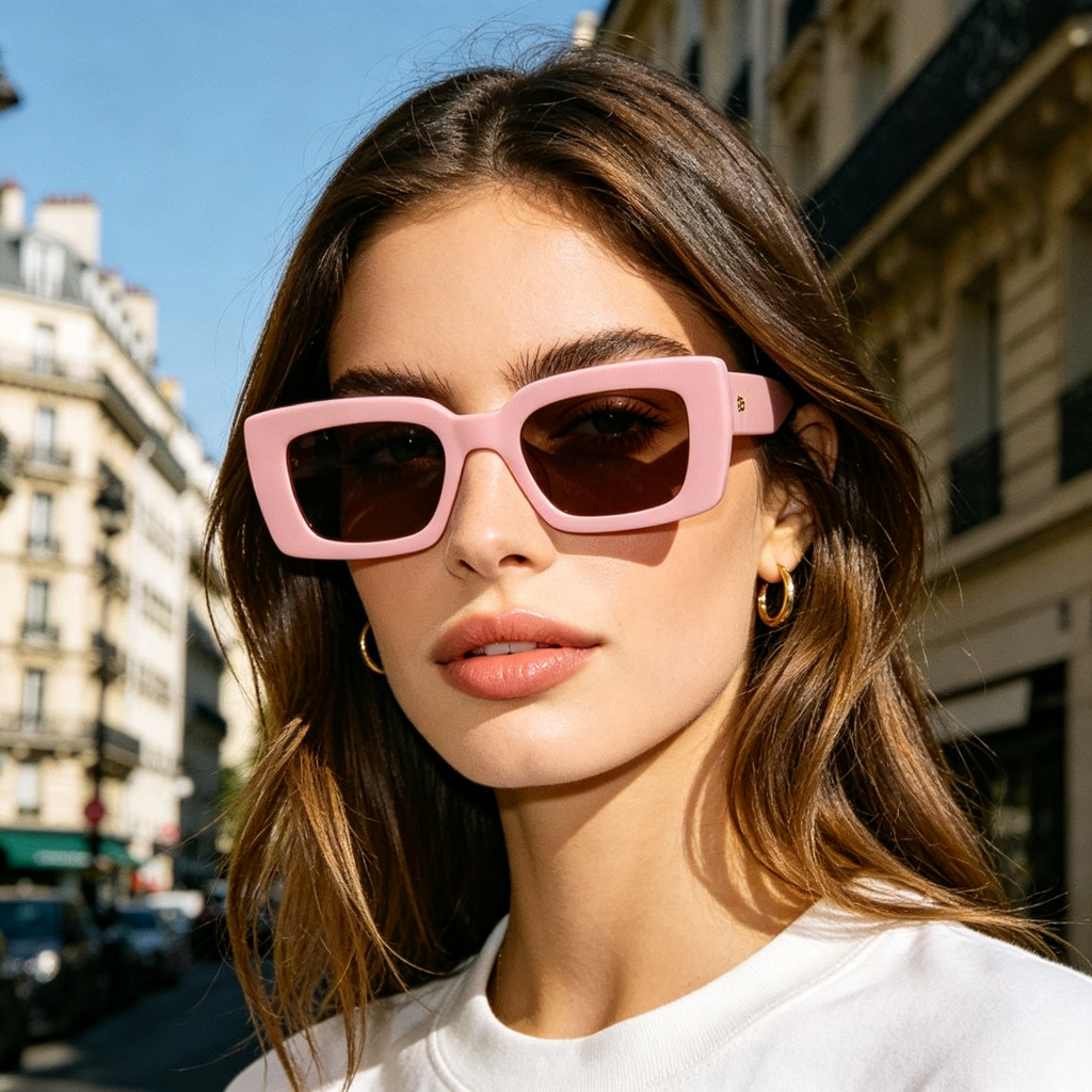 Pink Square Frame Sunglasses - Image 3