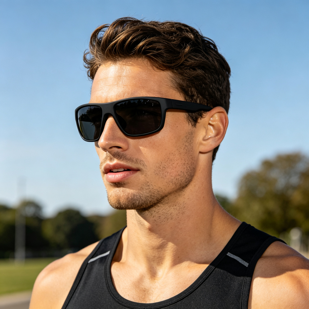 Black Sports Wrap Sunglasses - Image 3