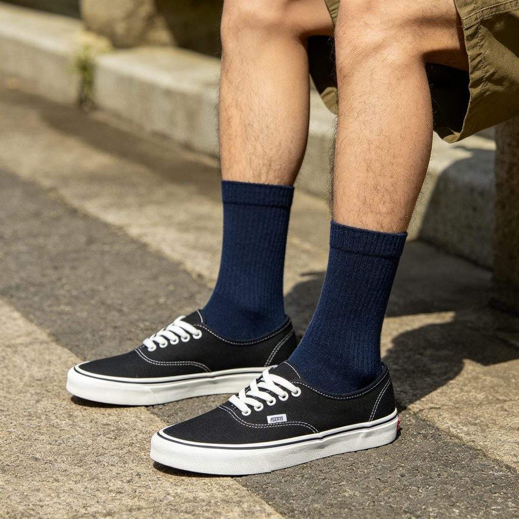 Navy Cotton Mid-Calf Socks - Image 3