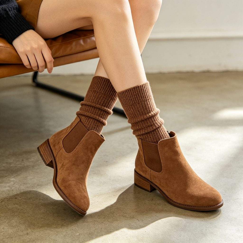 Brown Cotton Mid-Calf Socks - Image 3