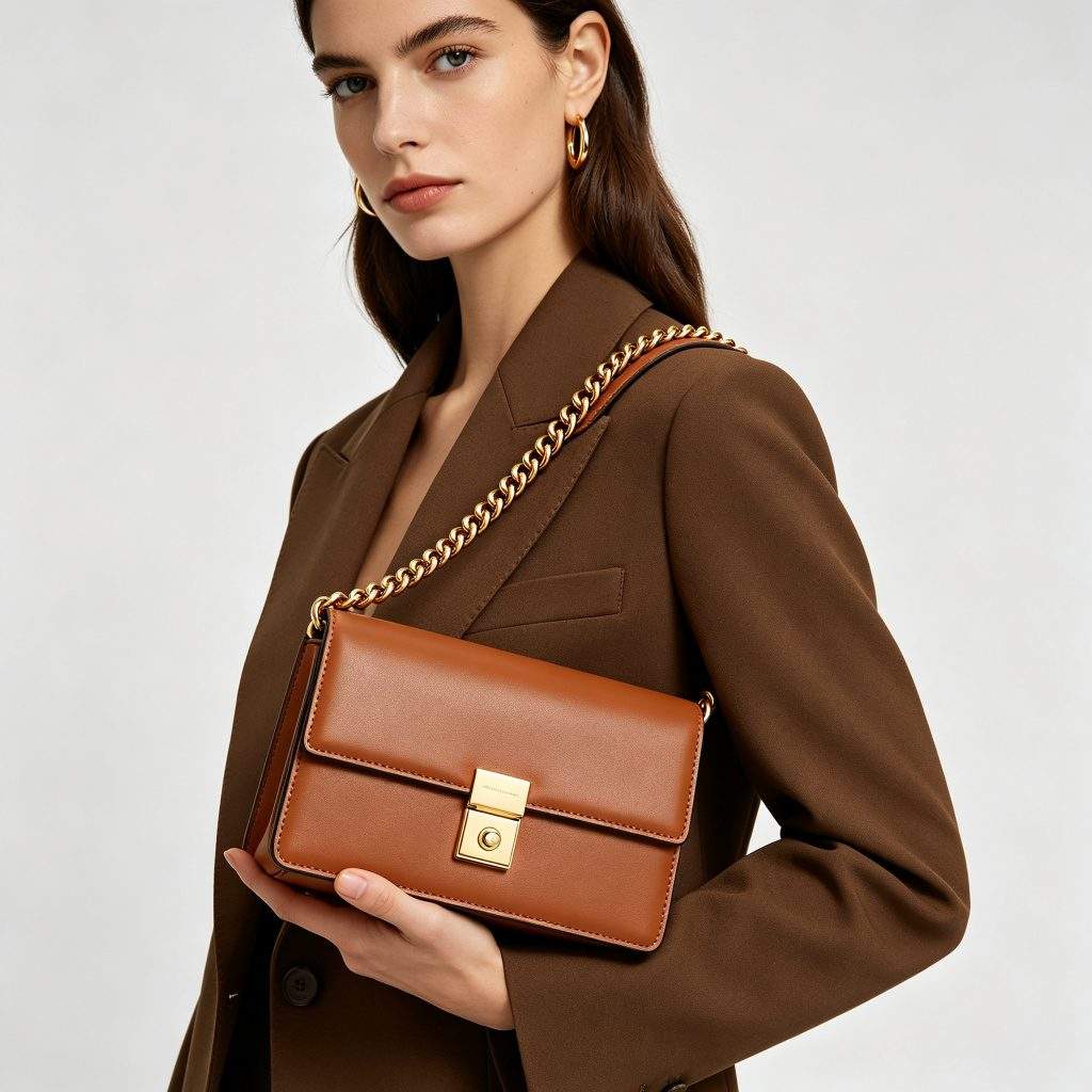 Brown Leather Shoulder Bag - Image 3