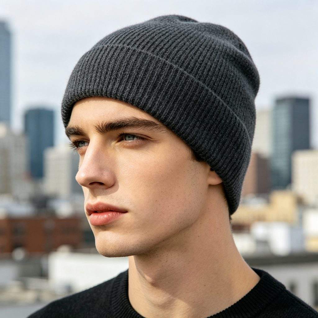 Dark Gray Knitted Beanie - Image 3