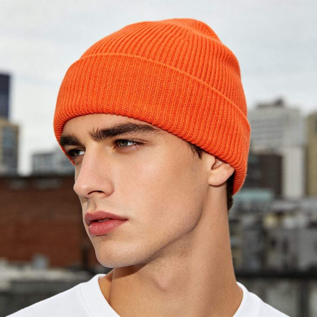 Orange Knitted Beanie - Image 3