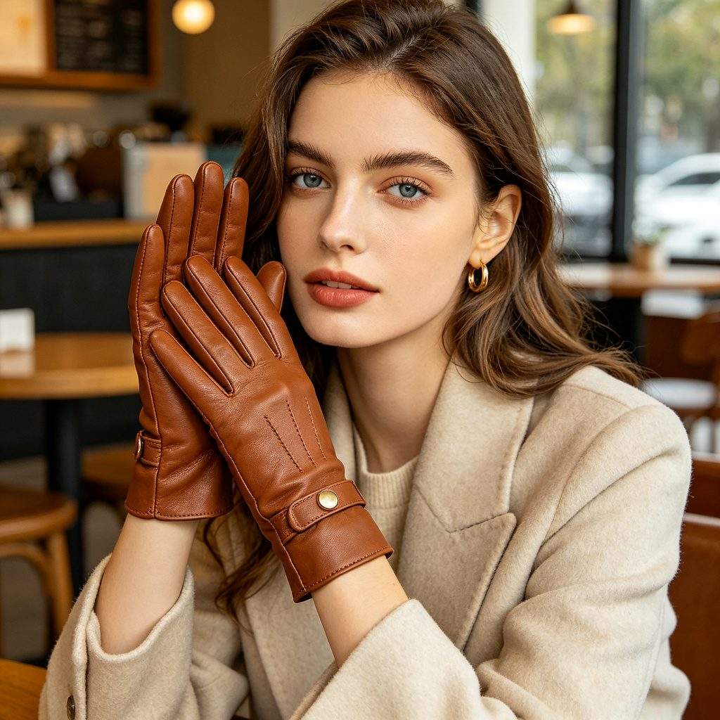 Brown Genuine Leather Gloves - Image 3