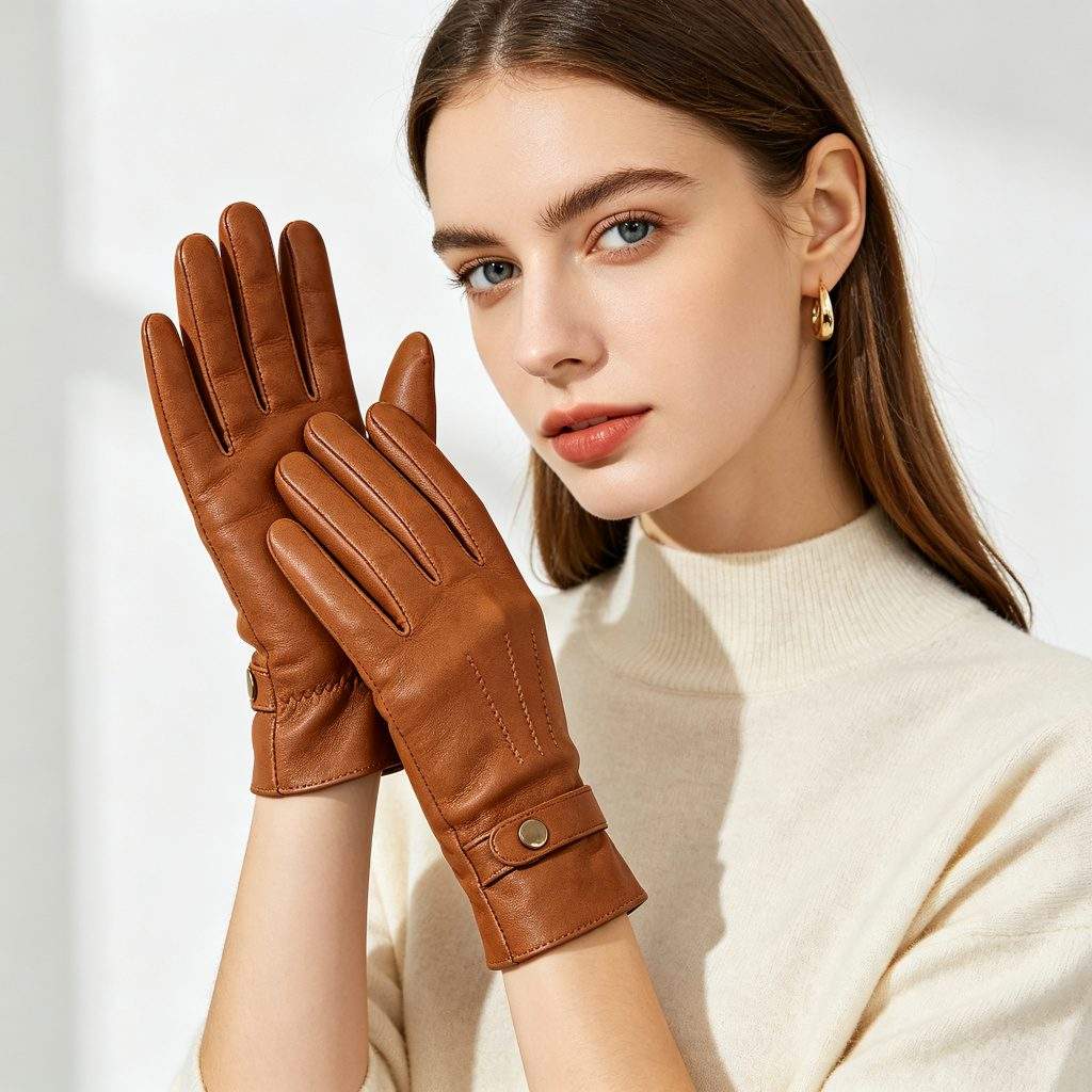 Brown Genuine Leather Gloves - Image 3