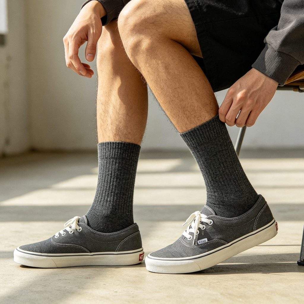 Dark Gray Cotton Mid-Calf Socks - Image 3