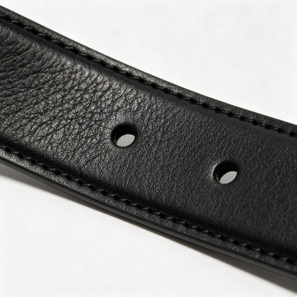 Black Leather Large Square Buckle Belt - Image 3