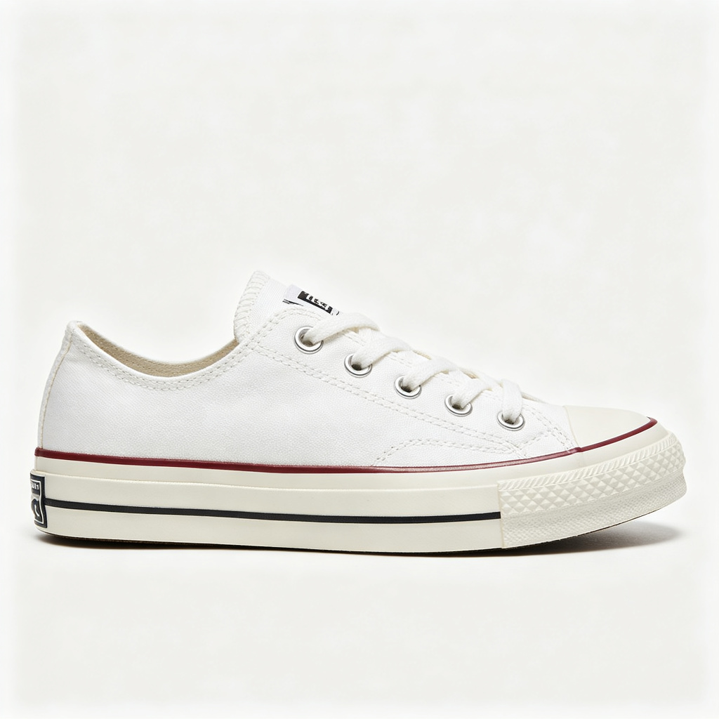 White Low Top Canvas Sneakers - Image 3