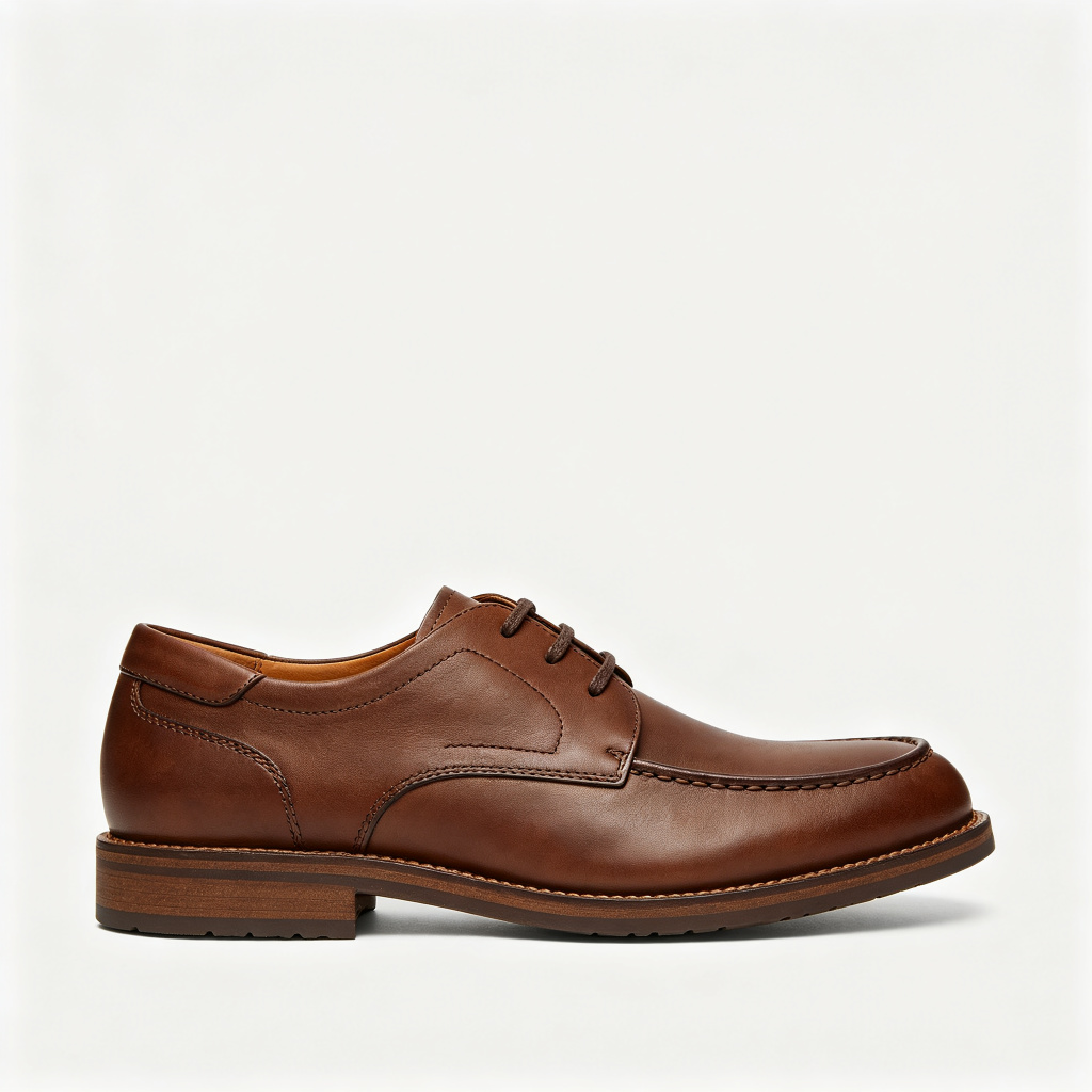 Brown Leather Casual Derby Shoes - Image 3