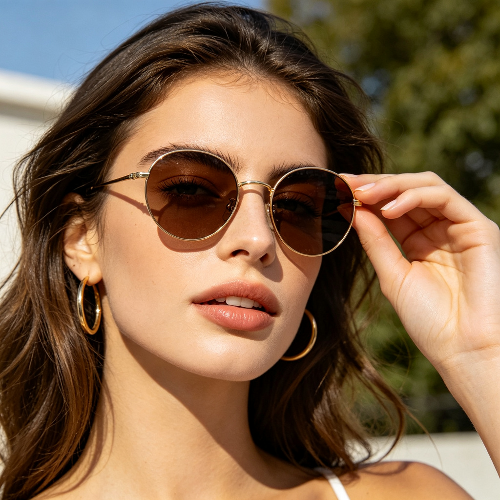 Vintage Round Metal Frame Sunglasses - Image 3