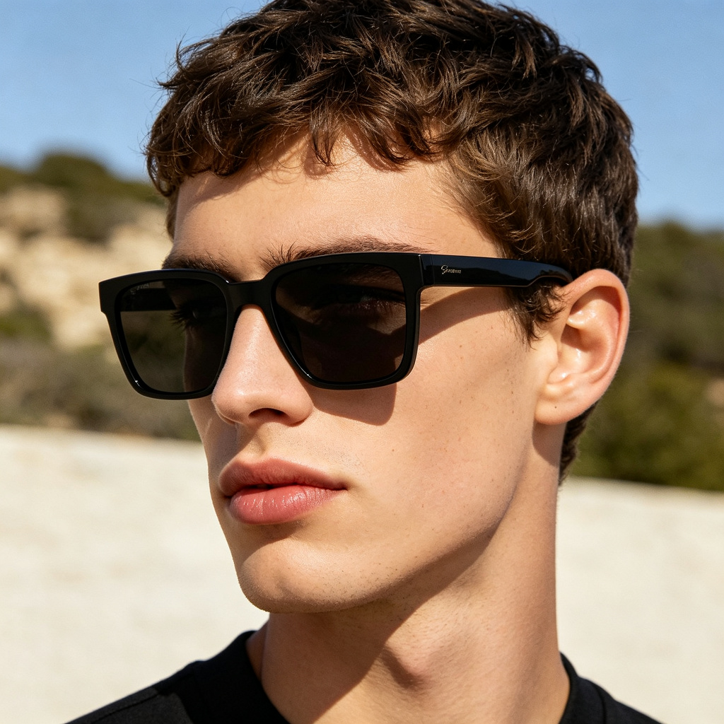 Black Square Polarized Sunglasses - Image 3