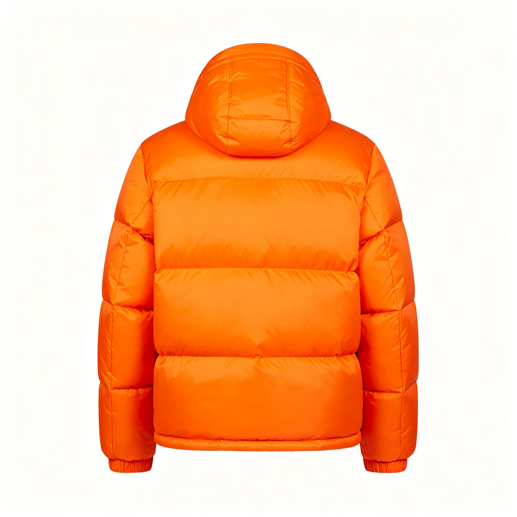Orange Hooded Down Jacket - Image 3