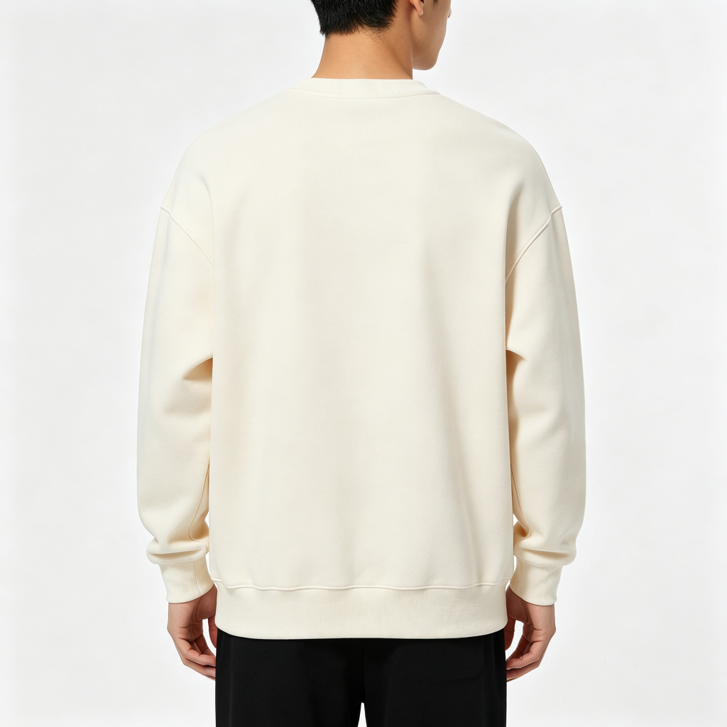 Cream White Letter Print Crewneck Sweatshirt - Image 3