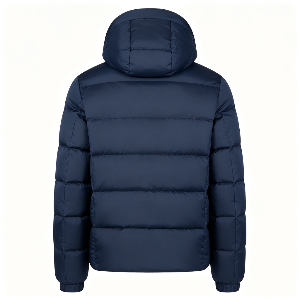 Navy Blue Hooded Down Jacket - Image 3