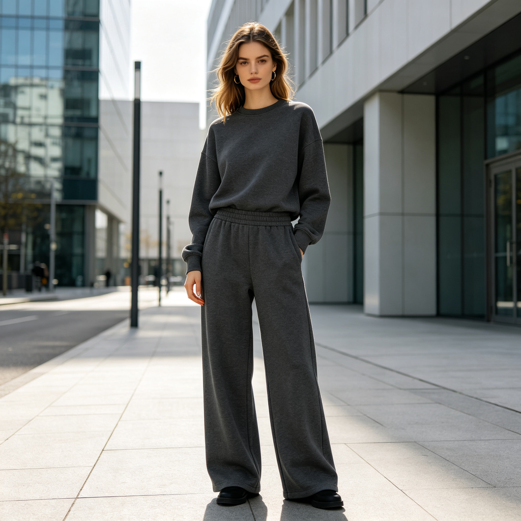 Dark Grey Wide Leg Sweatpants - Image 4