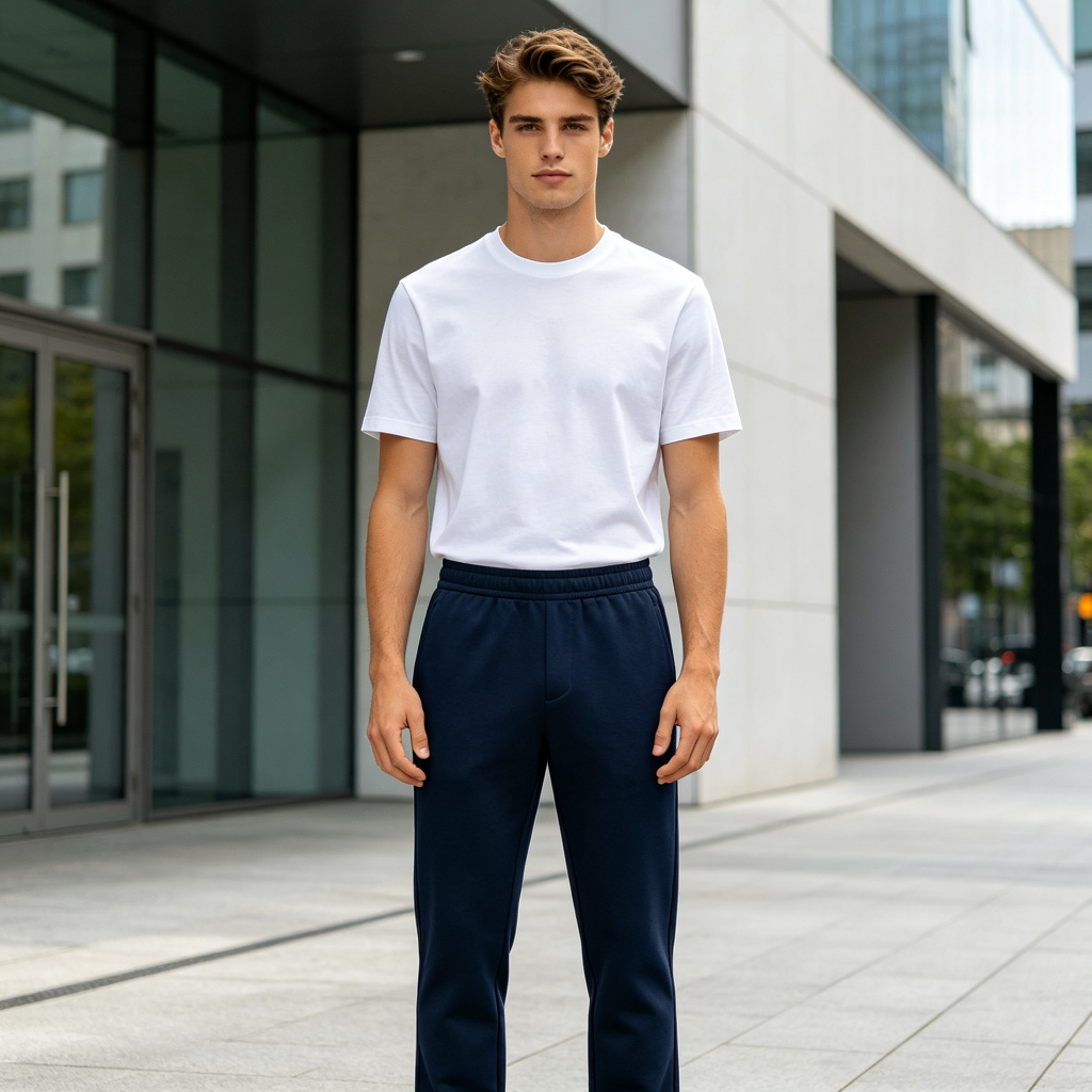 Navy Blue Straight Leg Athletic Pants - Image 4