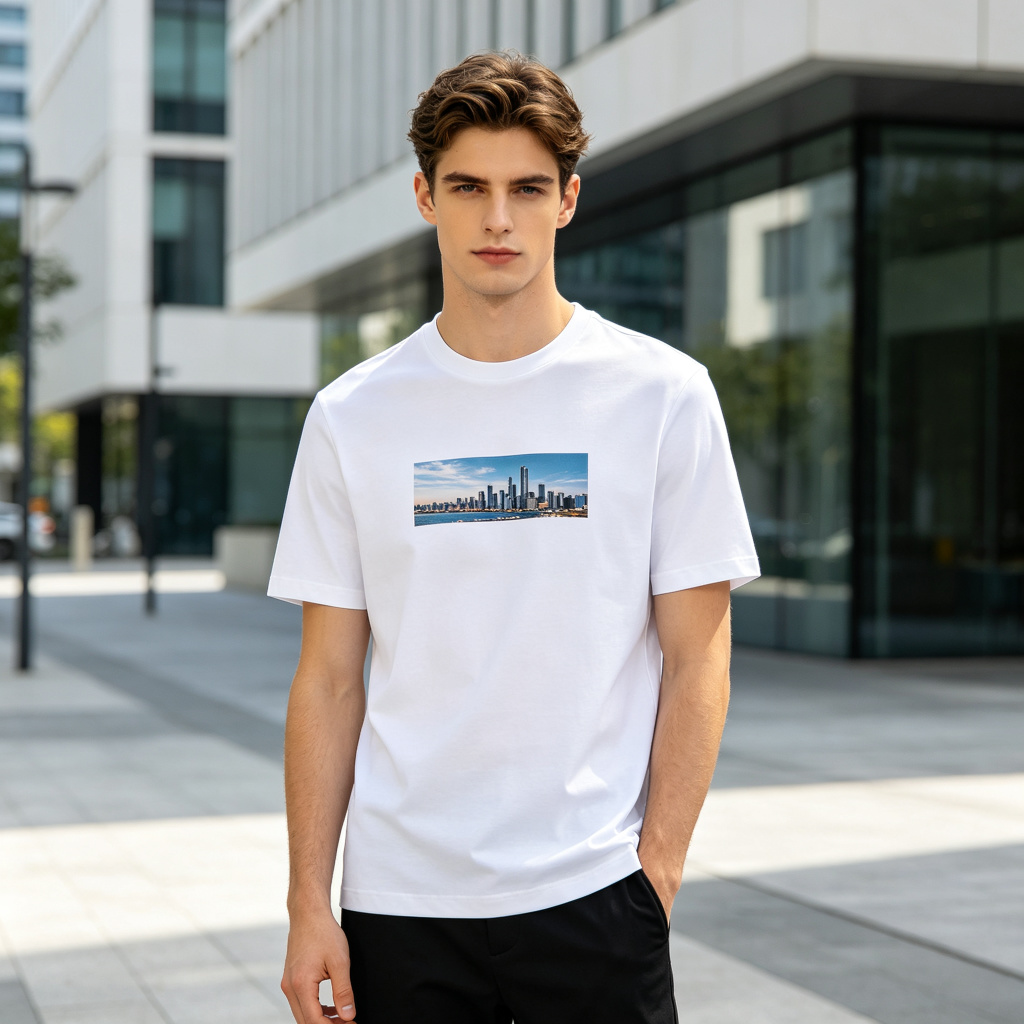 White Abstract Geometric Print Short Sleeve T-Shirt - Image 4