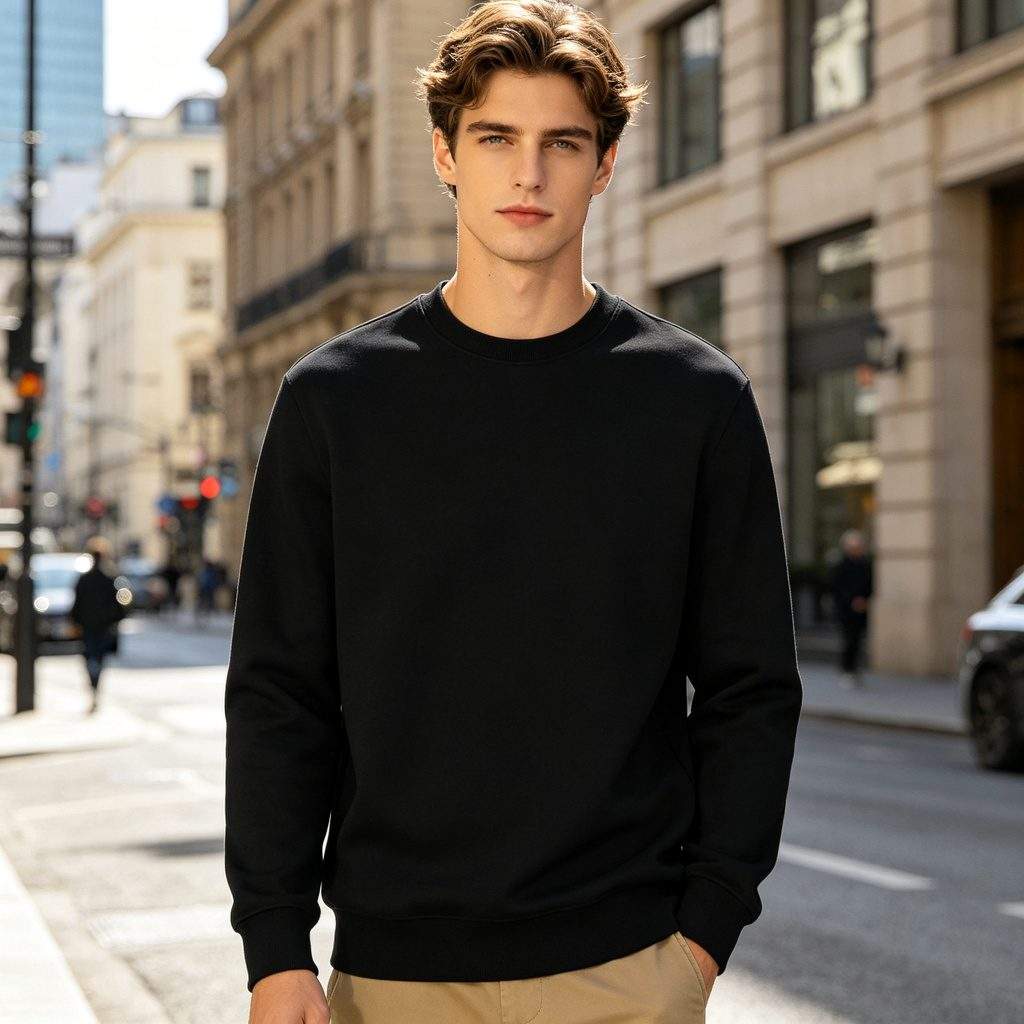 Black Minimal Crew Neck Sweatshirt - Image 4