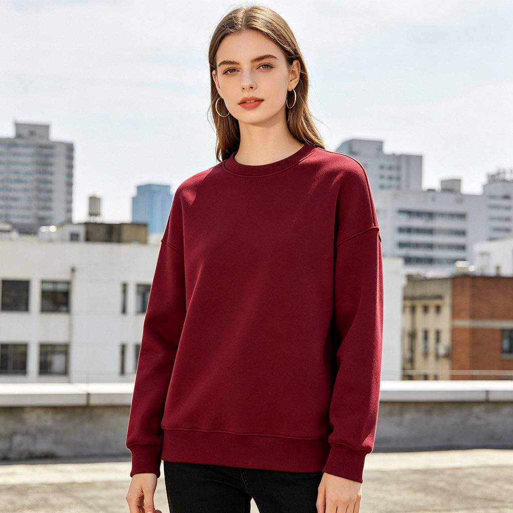 Burgundy Crew Neck Sweatshirt - Image 4